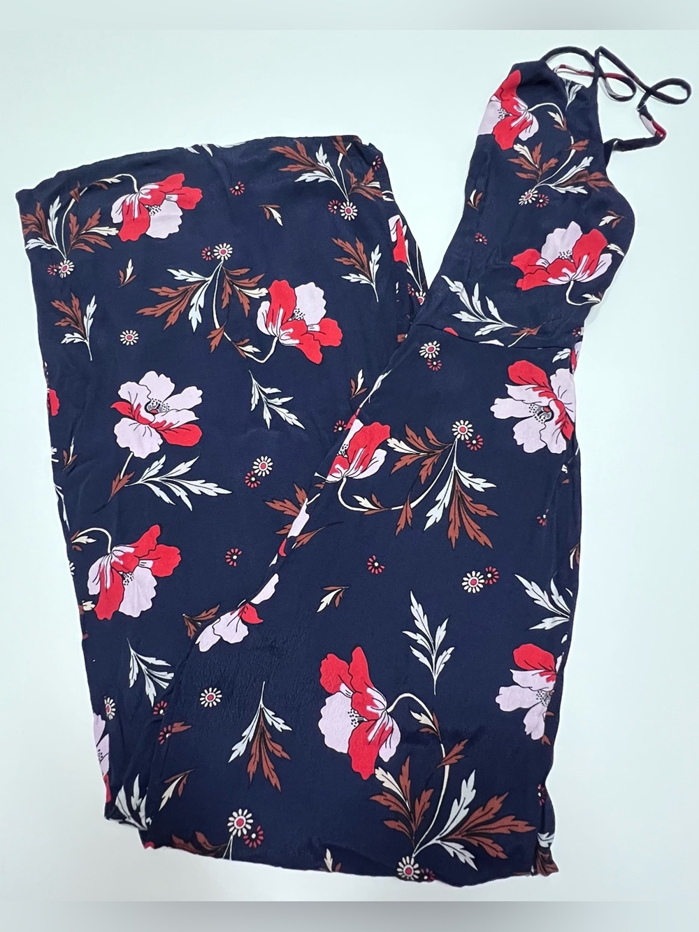 ASTR The Label Floral Cross Back Wide Leg Jumpsuit Navy Size Small